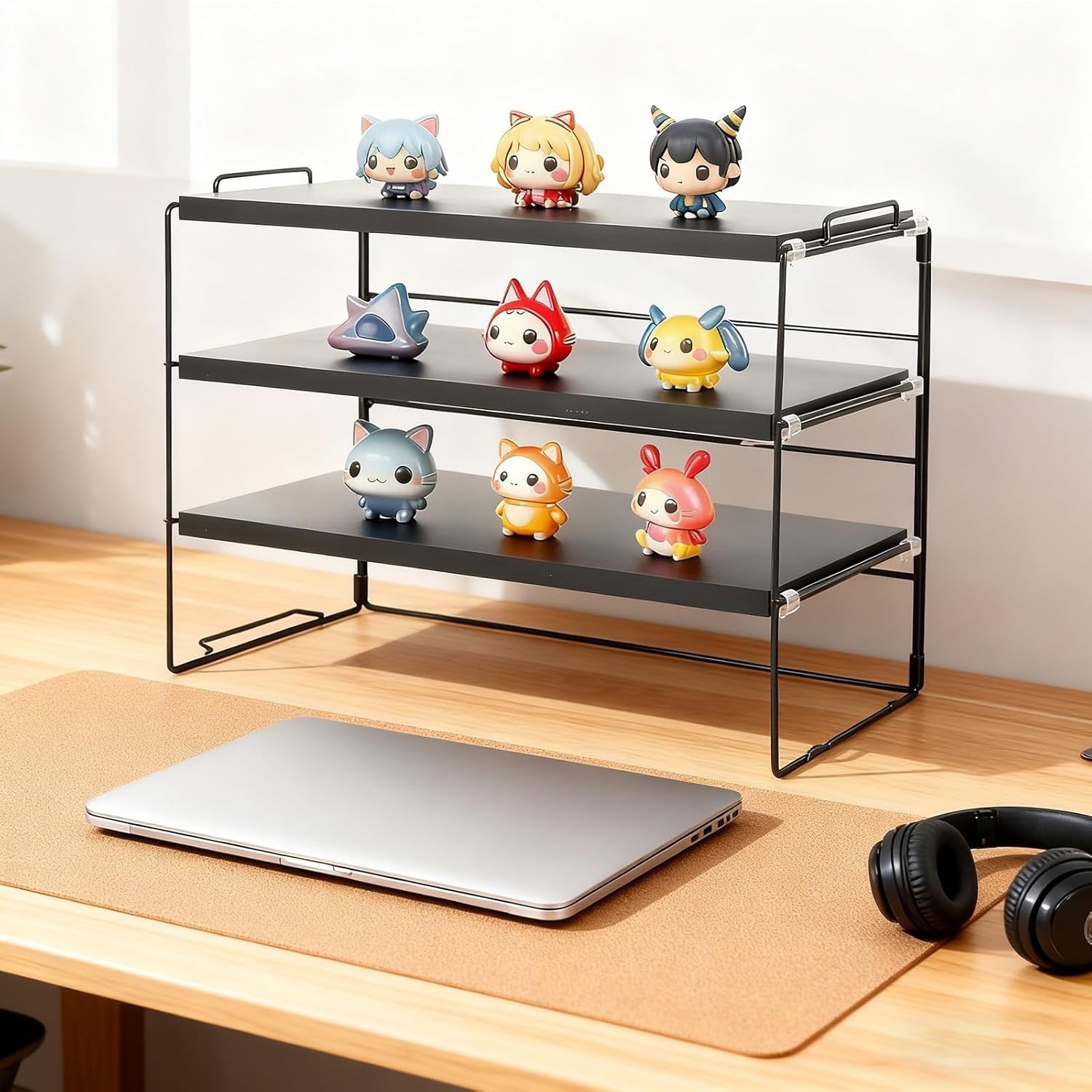 3-Tier Desktop Shelf Organiser – Adjustable Tabletop Storage Rack
