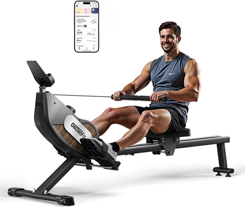 Foldable Magnetic Rowing Machine 16-Level Resistance App Smart Rower 350LB