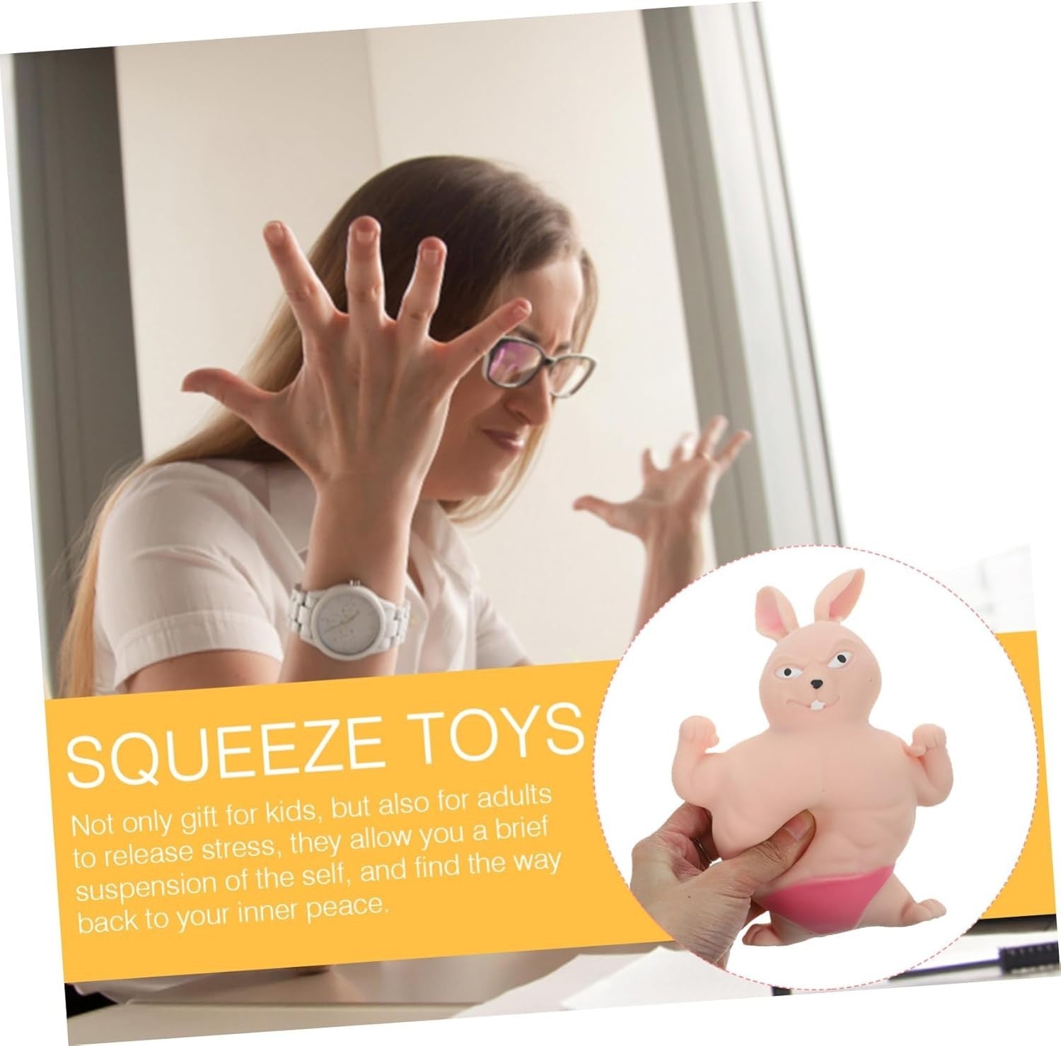 Funny Muscle Rabbit Squishy Fidget Stress Relief Stretch Toy