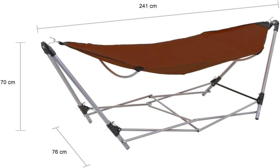 Portable Folding Garden Hammock with Stand – Brown 600D Oxford Fabric Relaxer
