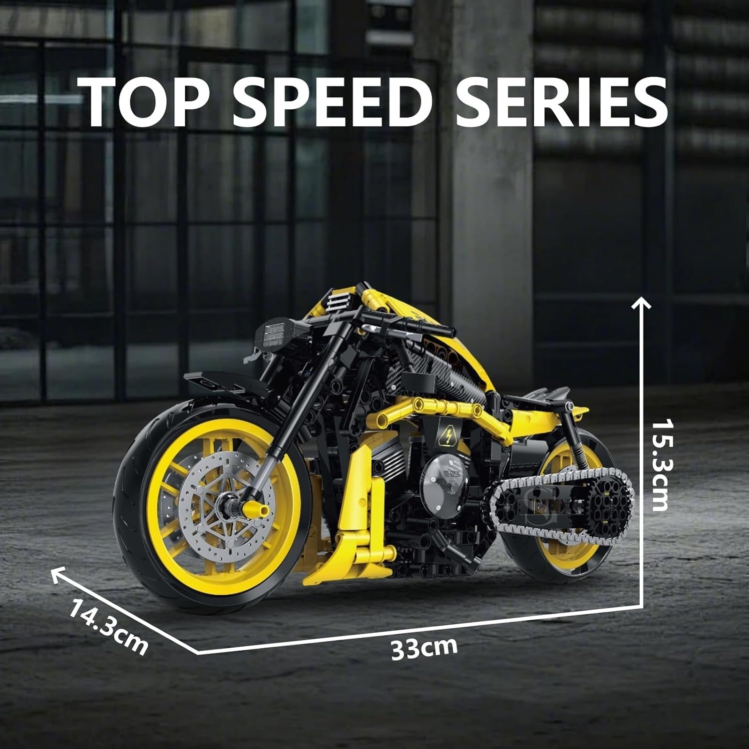 554 PCS Muscle Chopper Motorcycle Model with Full Instructions & Display Ready