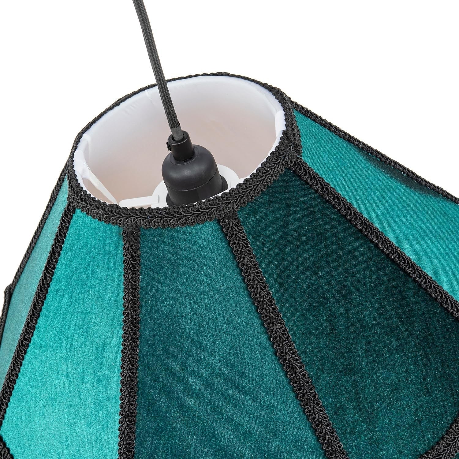 Victorian Empire Velvet Lampshade Emerald Green Black Tassel 40cm
