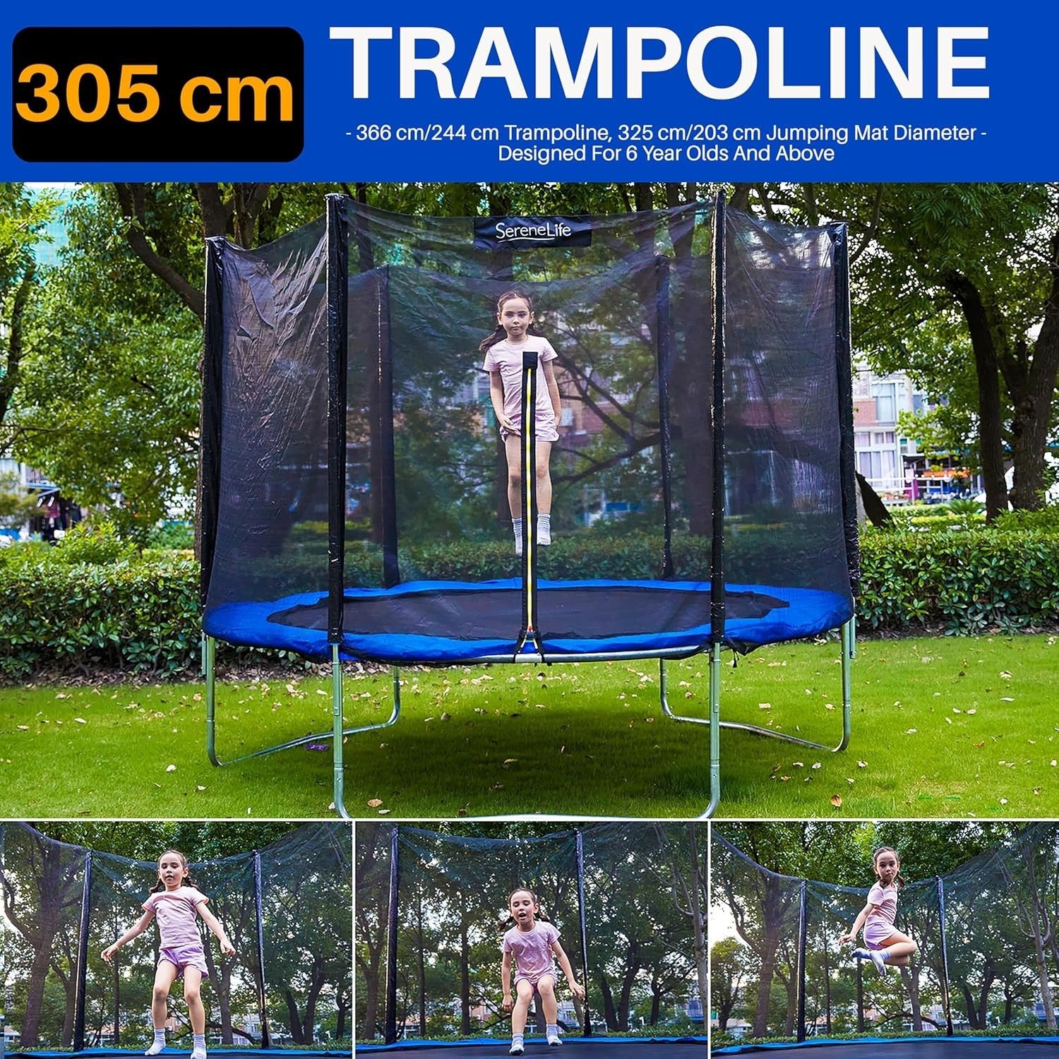 10FT Outdoor Garden Trampoline Safety Net ASTM Heavy Duty Frame