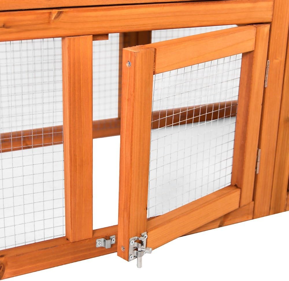 2 Tier Wooden Rabbit Hutch Outdoor Bunny Guinea Pig House with Run Ramp