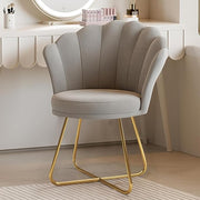 Grey Accent Chair Gold Metal Legs Petal Back Vanity Armchair