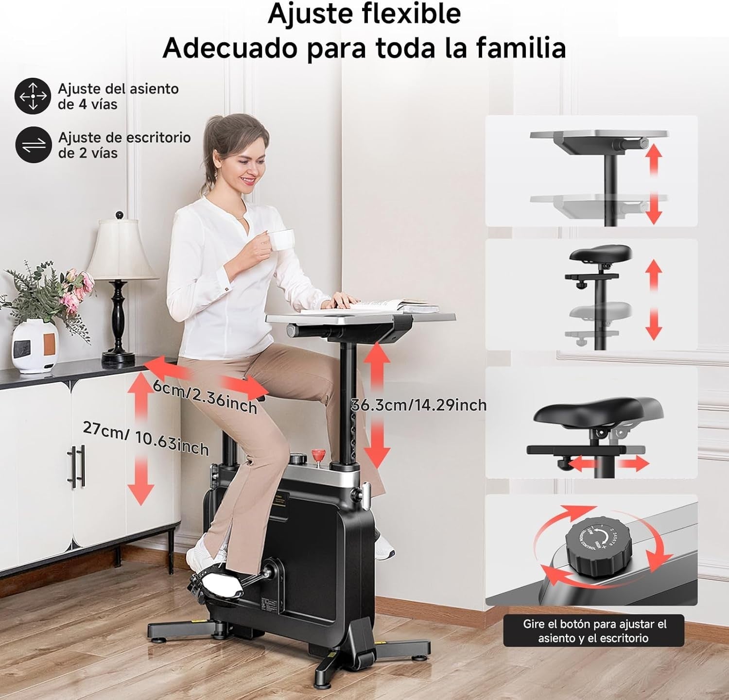 6-in-1 Folding Exercise Bike Under Desk Bike Magnetic Resistance Portable