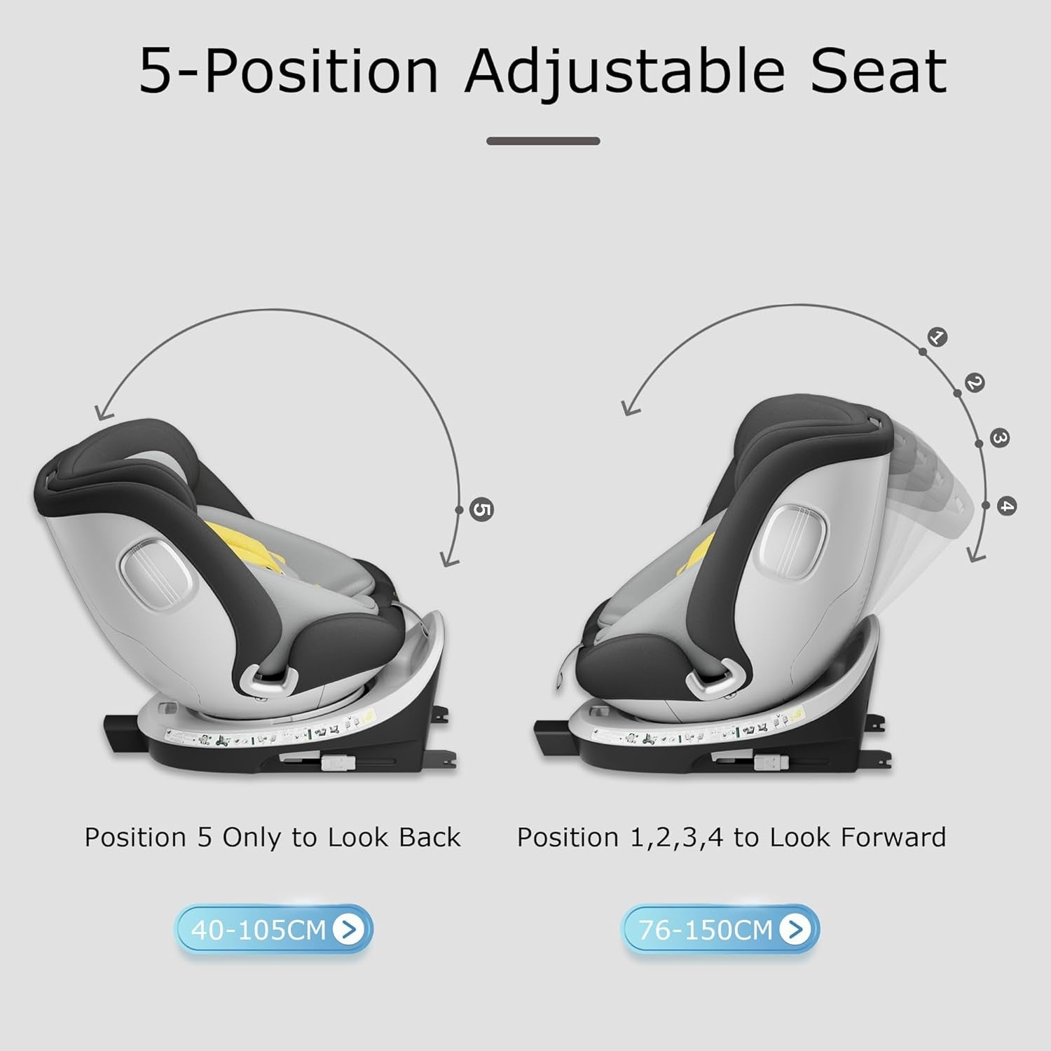 360° Swivel i-Size Car Seat ISOFIX R129 0–36kg Birth to 12 Years
