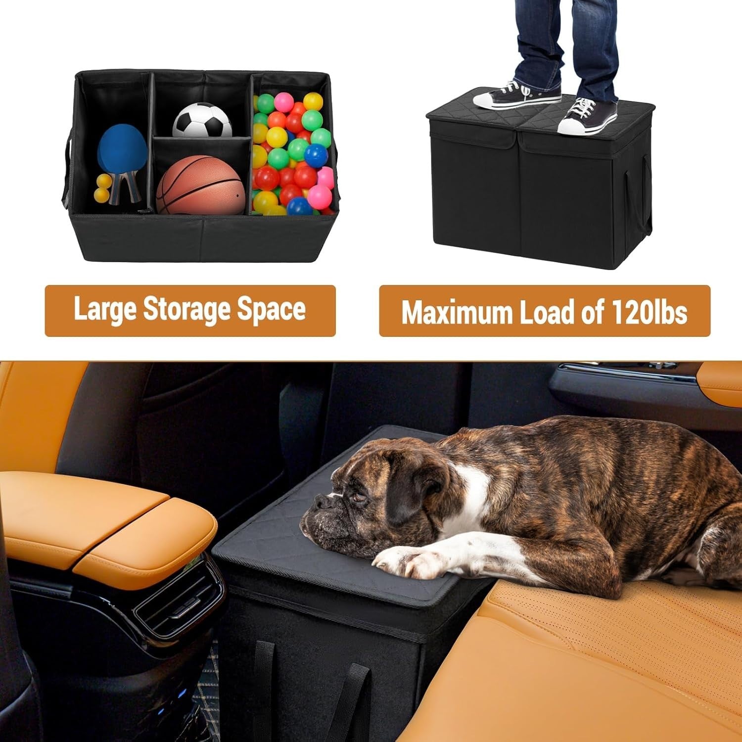 Dog Car Seat Extender Large Dog Gap Filler Storage Organizer 120lb