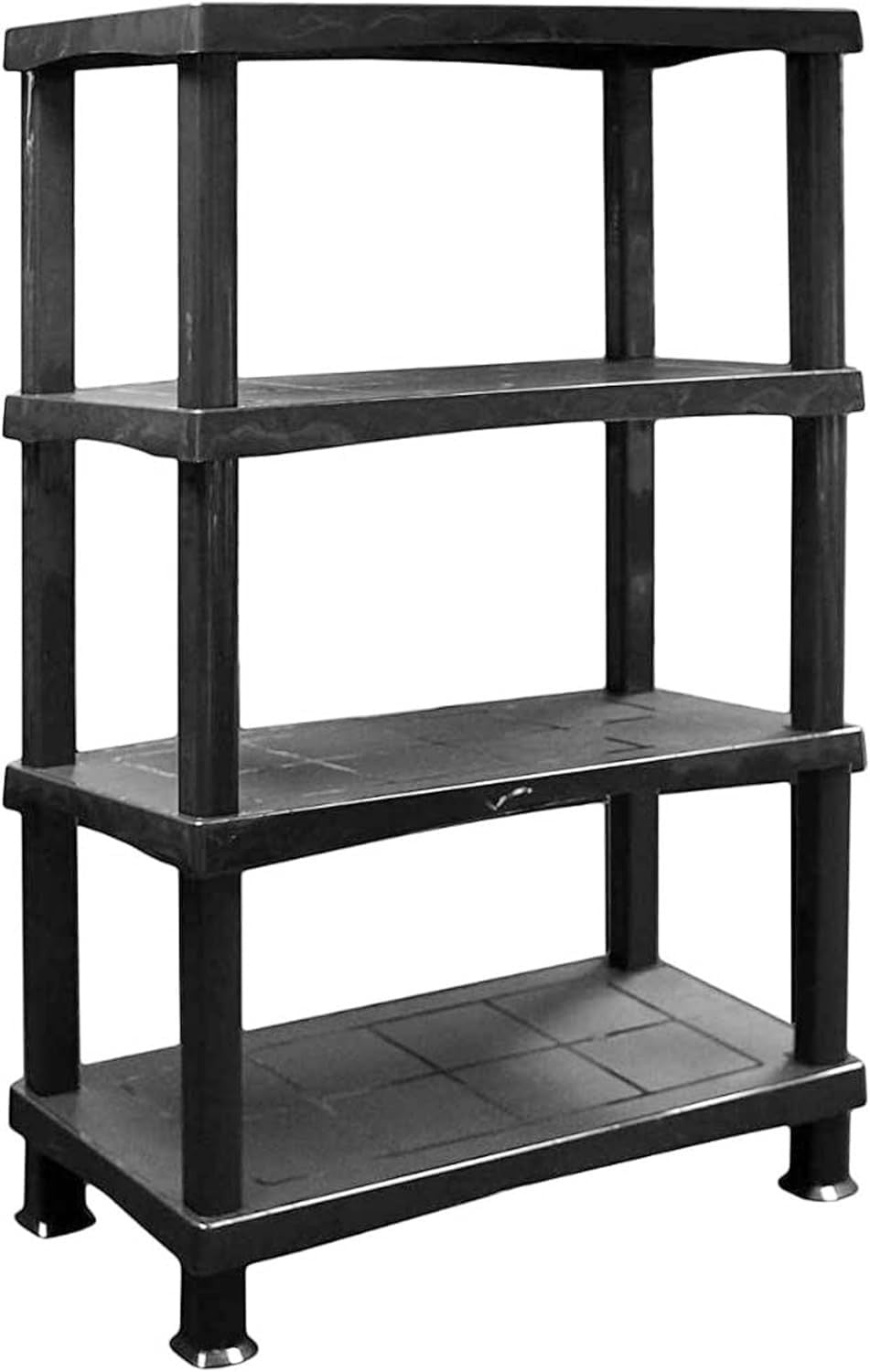4-Tier Plastic Garage Shelf Heavy Duty Freestanding 135x80x40cm Black