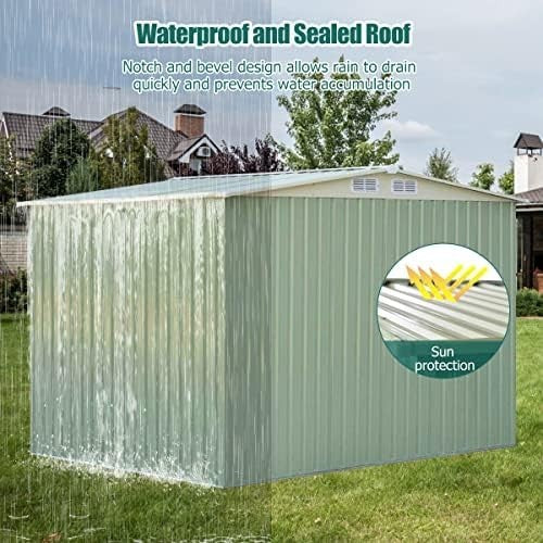 Metal Garden Shed 8x6ft Outdoor Storage House with Lockable Doors & Vents