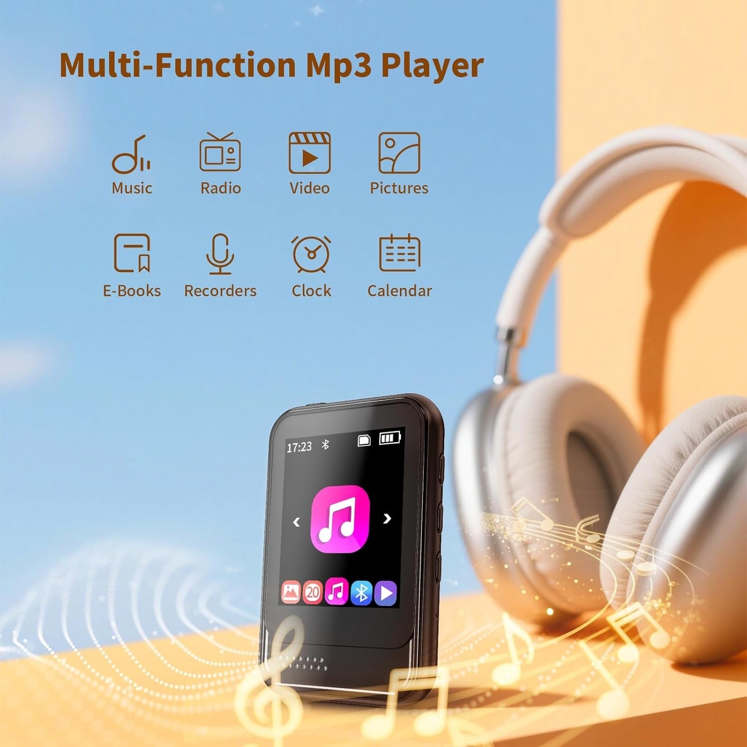Bluetooth MP3 Player Black Touch Screen 512GB FM Speaker