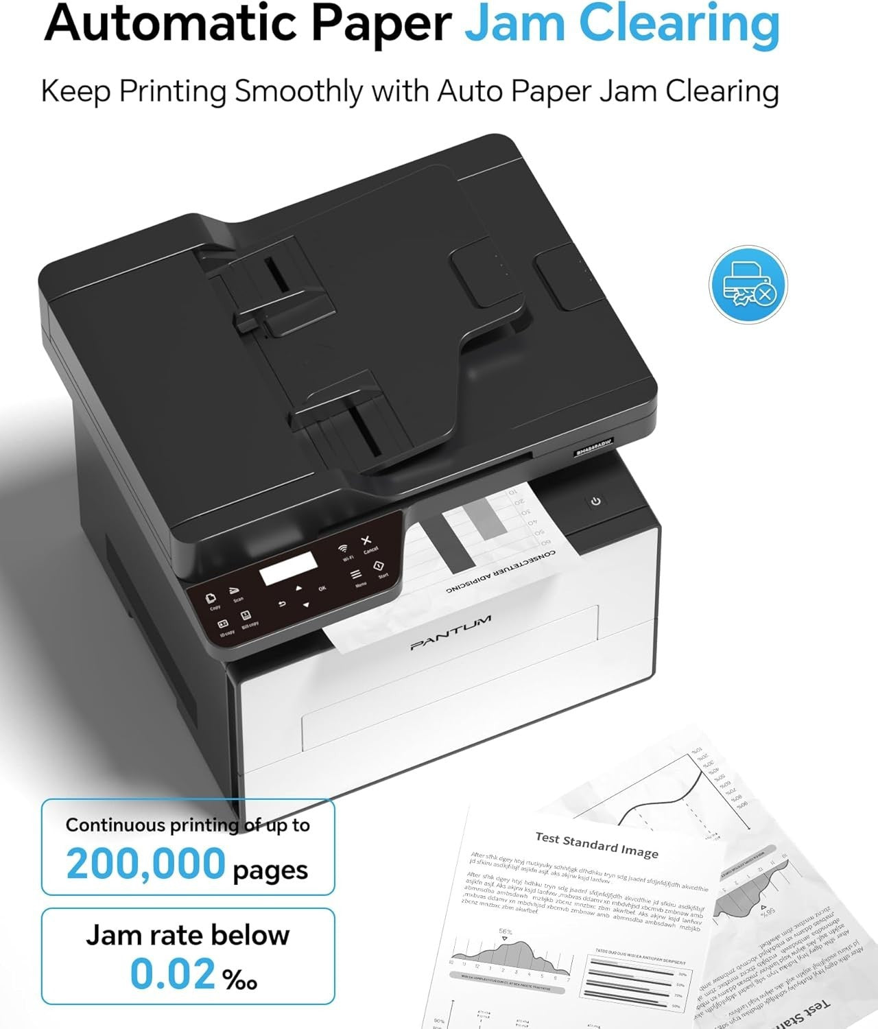 White Mono Laser Printer A4 30ppm 3-in-1 Auto Duplex WiFi USB
