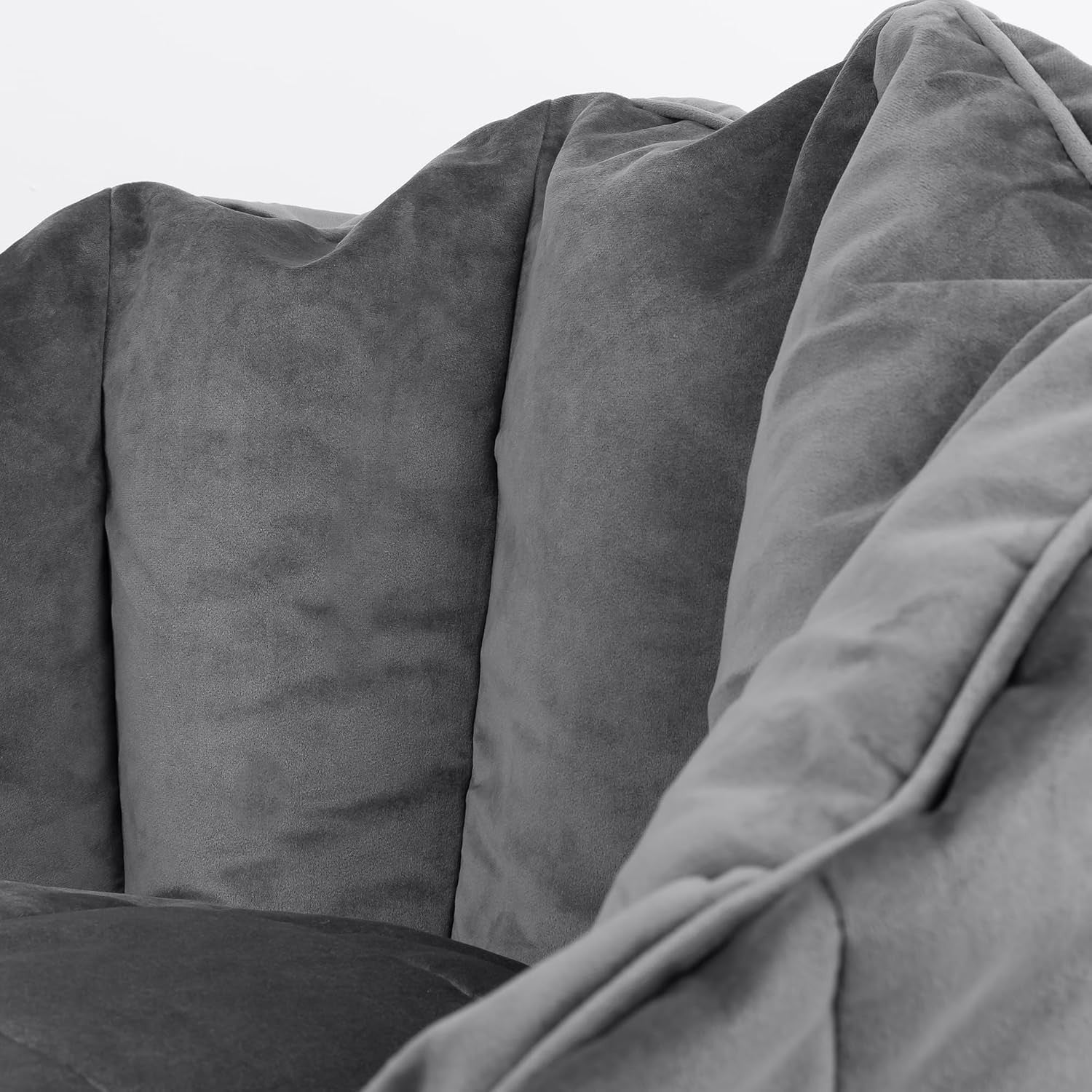 Large Velvet Bean Bag Chair Grey | Comfy Lounge Seat for Adults Room