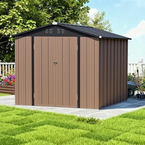 6x8 ft Metal Garden Shed Heavy Duty Lockable Outdoor Storage