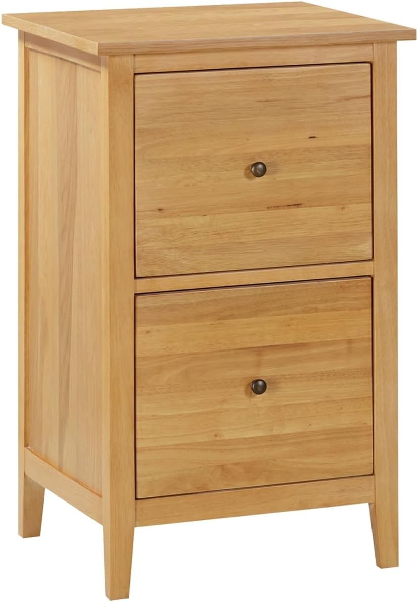 Oak Filing Cabinet 2 Drawer Wooden Office Pedestal Compact Storage