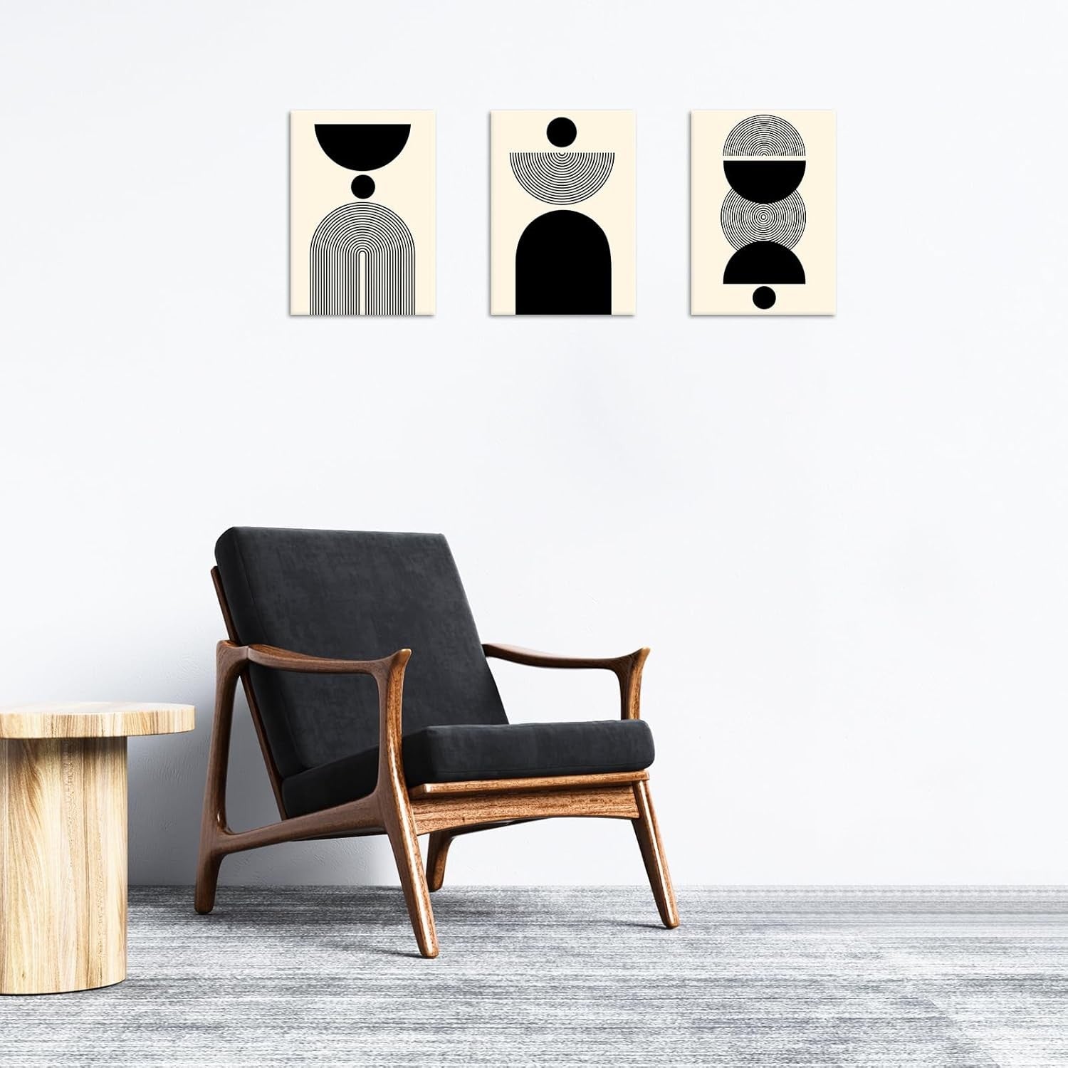 Set of 3 Framed Canvas Wall Art 30x40cm Boho Abstract Neutral