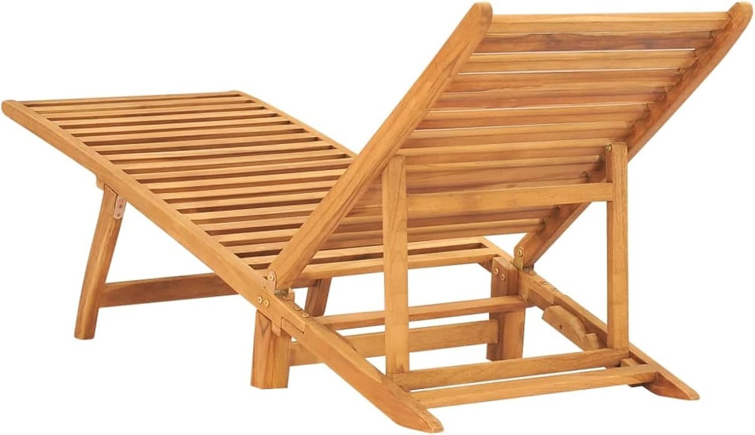 Foldable Teak Wood Sun Lounger with Adjustable Backrest - Outdoor Patio Chair