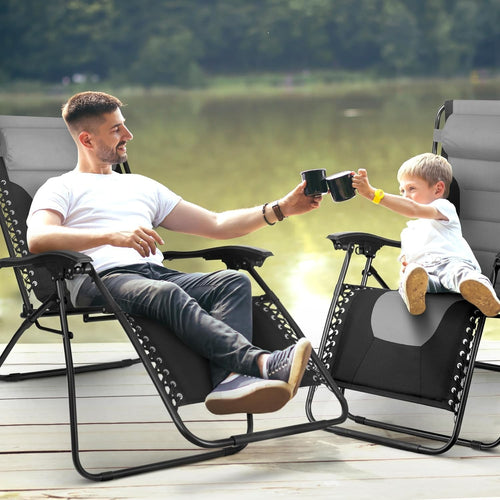 XXL Zero Gravity Outdoor Chairs Set of 2 – Heavy Duty, Padded Recliners