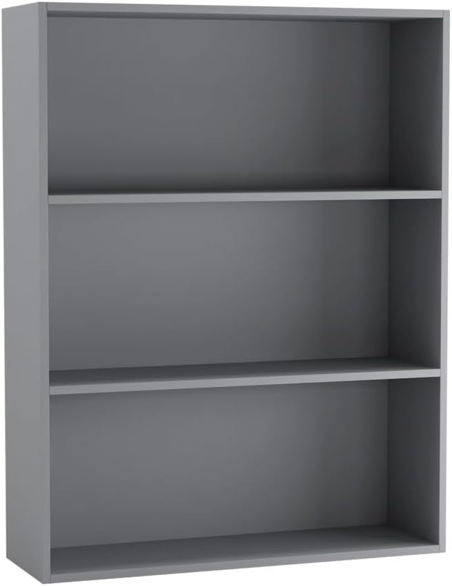 3 Tier Wooden Bookcase Modern Cabinet Compact Storage Display Shelf Grey