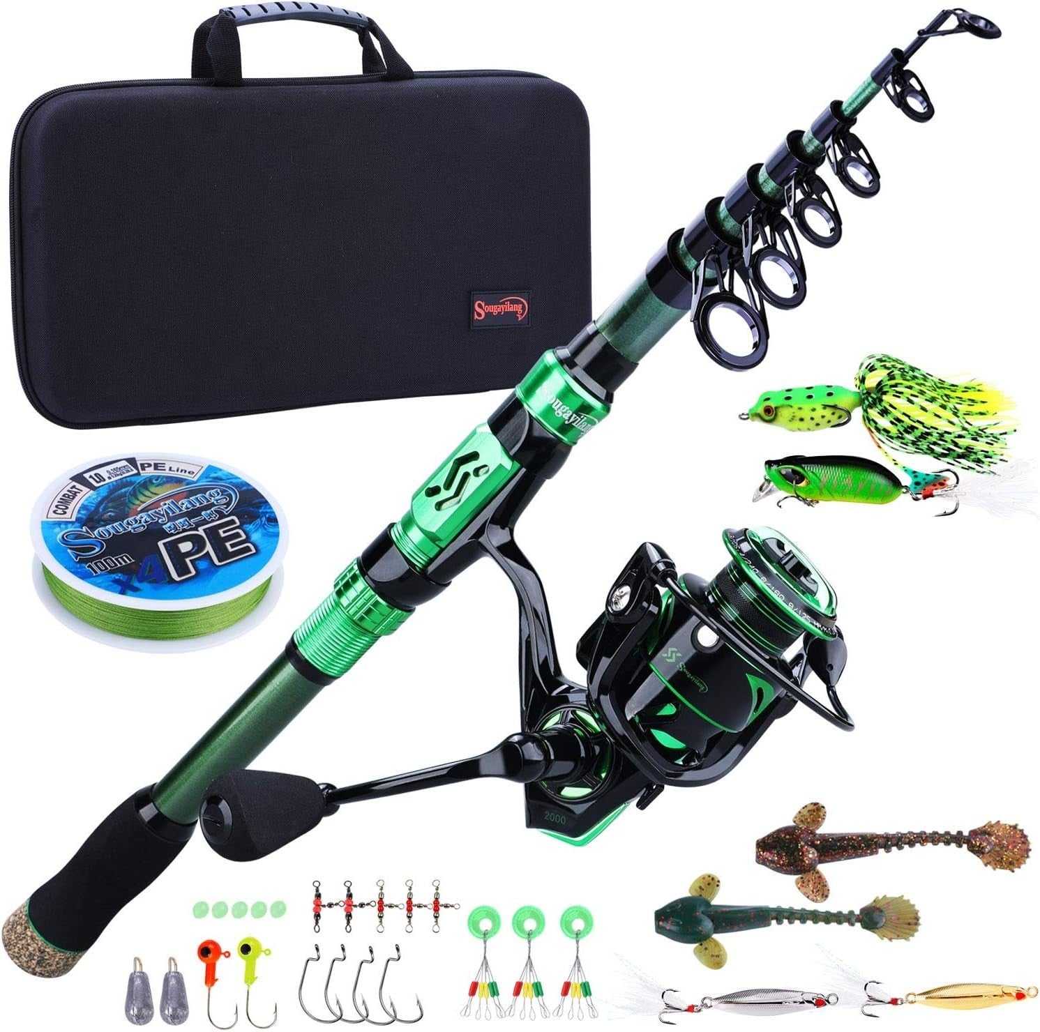 2.1m Telescopic Carbon Fiber Fishing Rod & 12+1BB Reel Full Kit