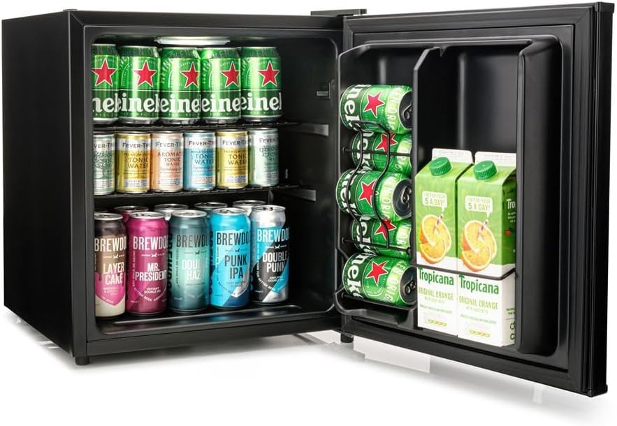 45L Mini Fridge Beer & Drink Cooler LED Solid Door Compact Black