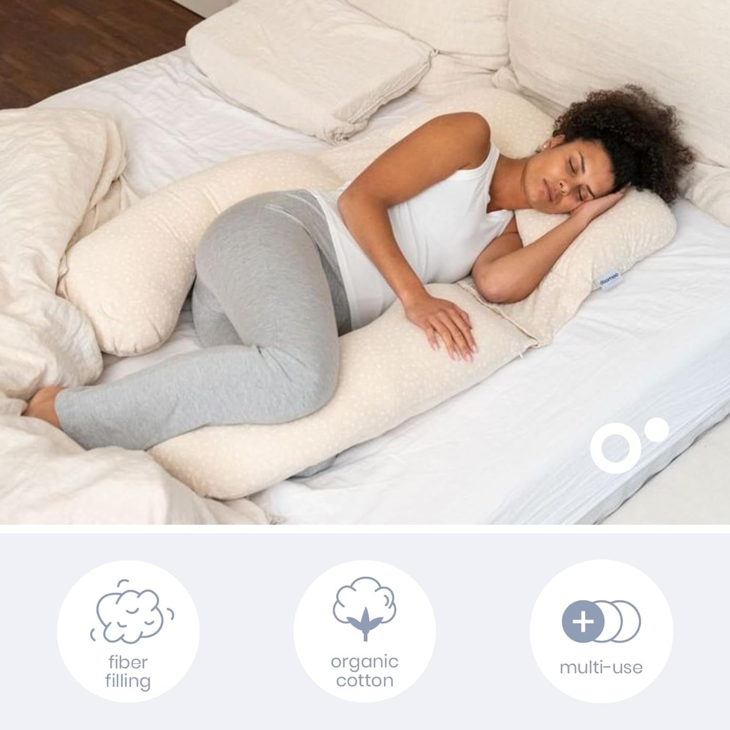 Pregnancy Pillow XXL Full Body Maternity Nursing Organic Cotton Sand