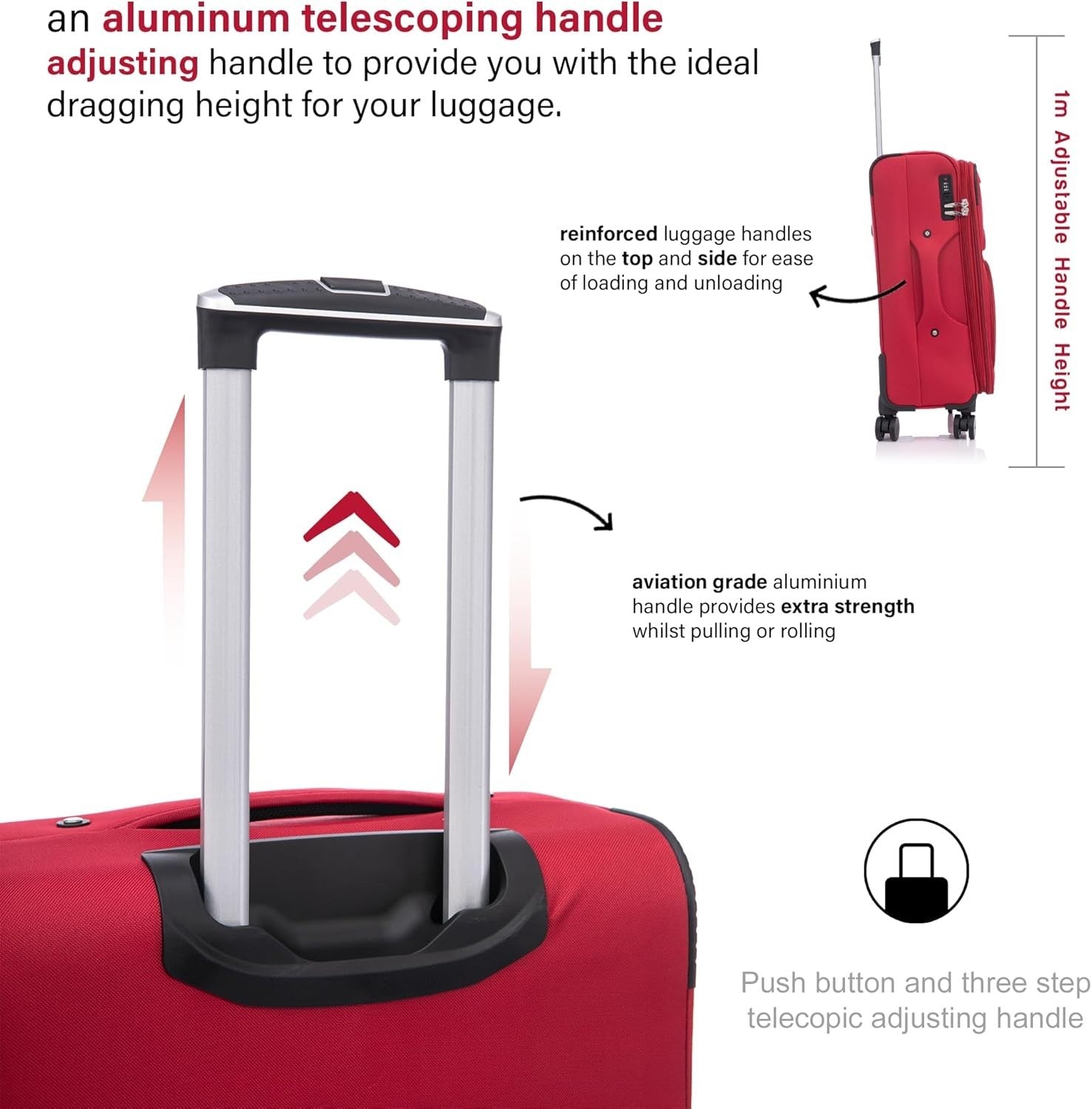 26” Medium Softshell Suitcase Expandable Lightweight 4 Wheel Check In Luggage