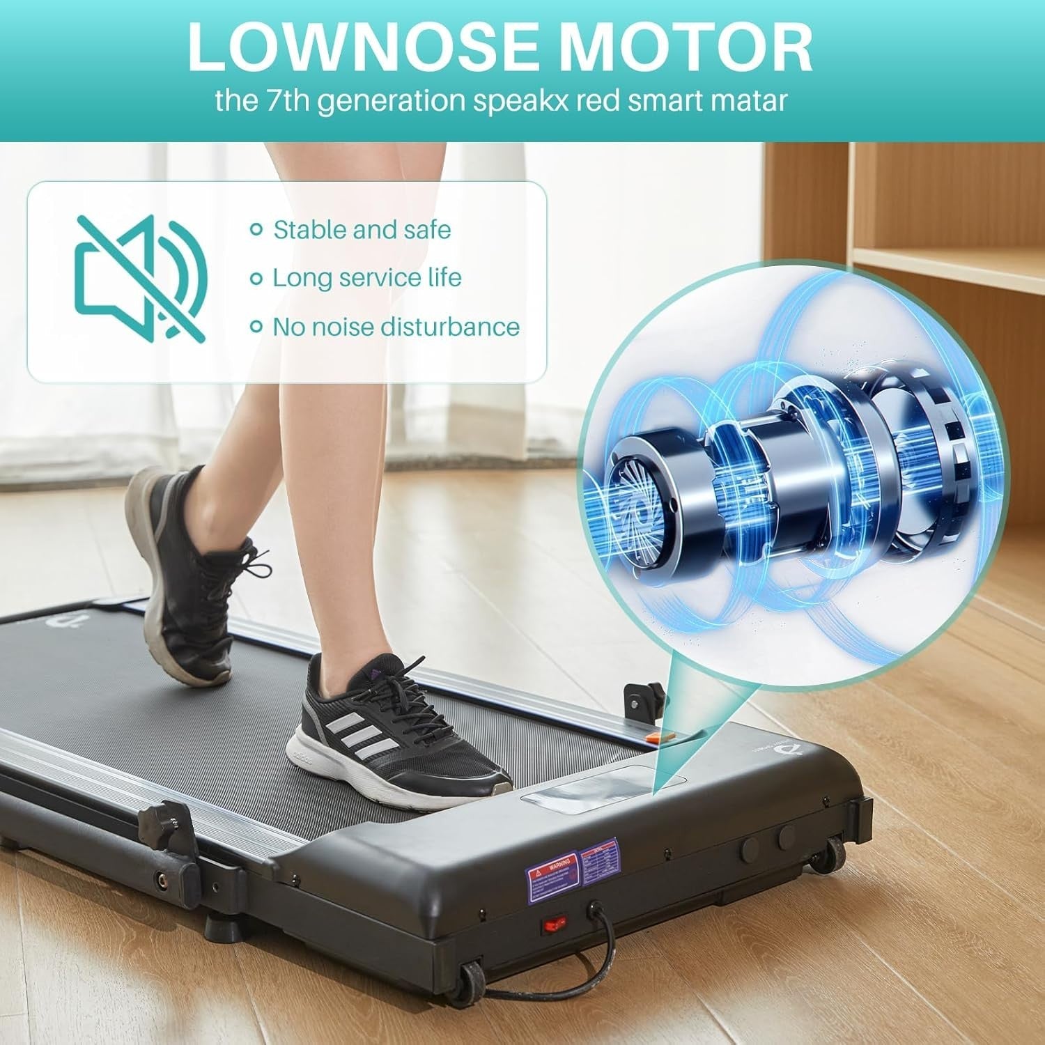 Under Desk Treadmill 2.0HP Walking Pad Remote LED 1–10km/h Slim Home Office