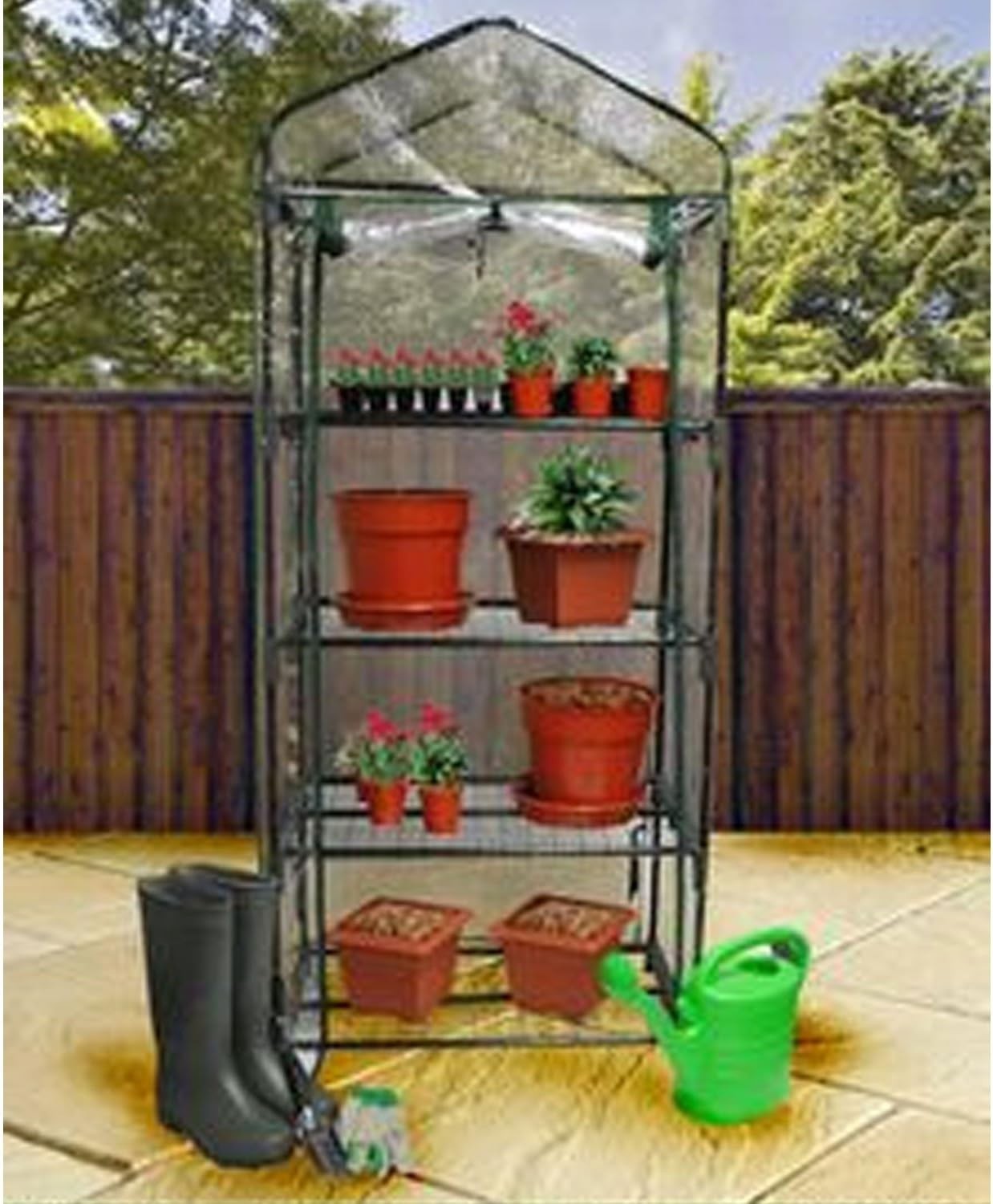 4 Tier Mini Greenhouse Clear PE Cover Portable Garden Plant Grow Rack 130cm