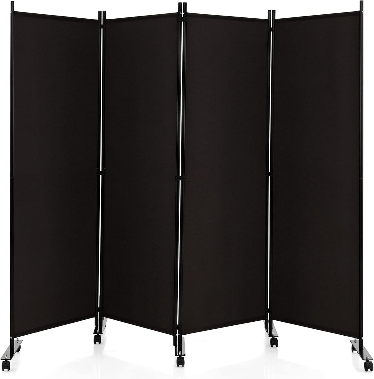 4-Panel Brown Folding Room Divider 224x30x172cm Privacy Screen Partition