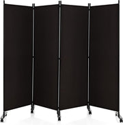 4-Panel Brown Folding Room Divider 224x30x172cm Privacy Screen Partition