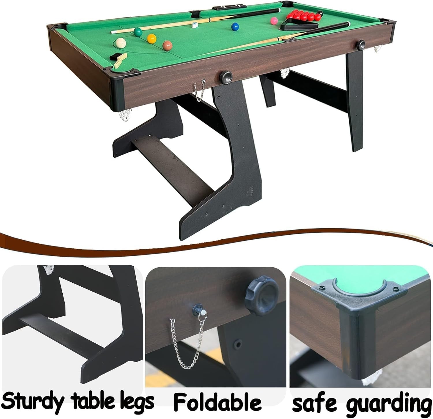 6FT Foldaway Pool Table Snooker Billiards Set w Cues Balls Scoreboard