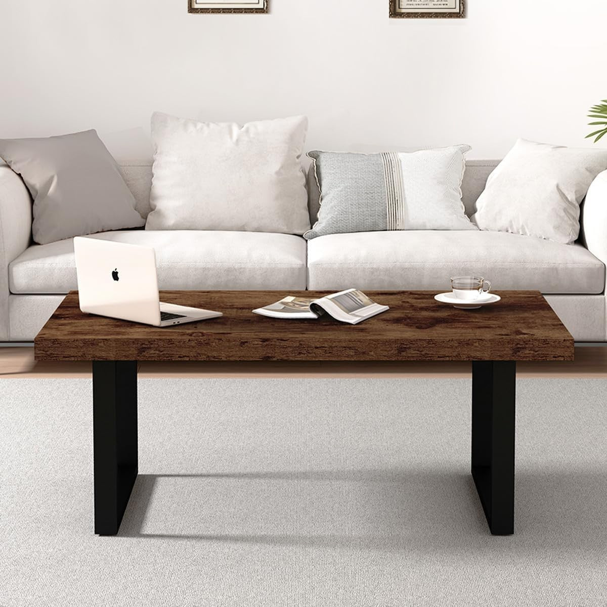 Rustic Coffee Table Wood & Metal | 39” Industrial Centre Table Living Room
