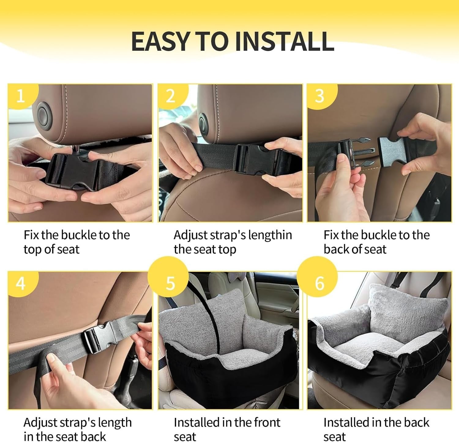 Large Dog Car Seat Booster Bed Pet Travel Carrier Safety Leash Non Slip