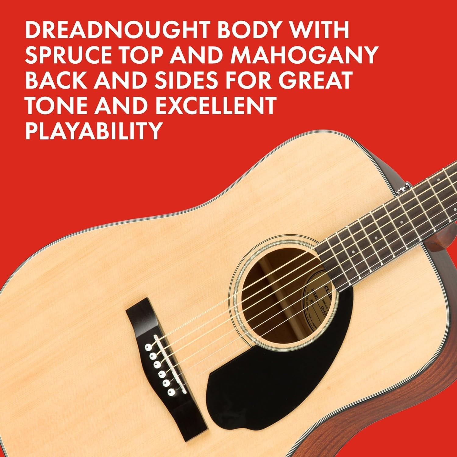 Full Size Dreadnought Acoustic Guitar Spruce Top Natural