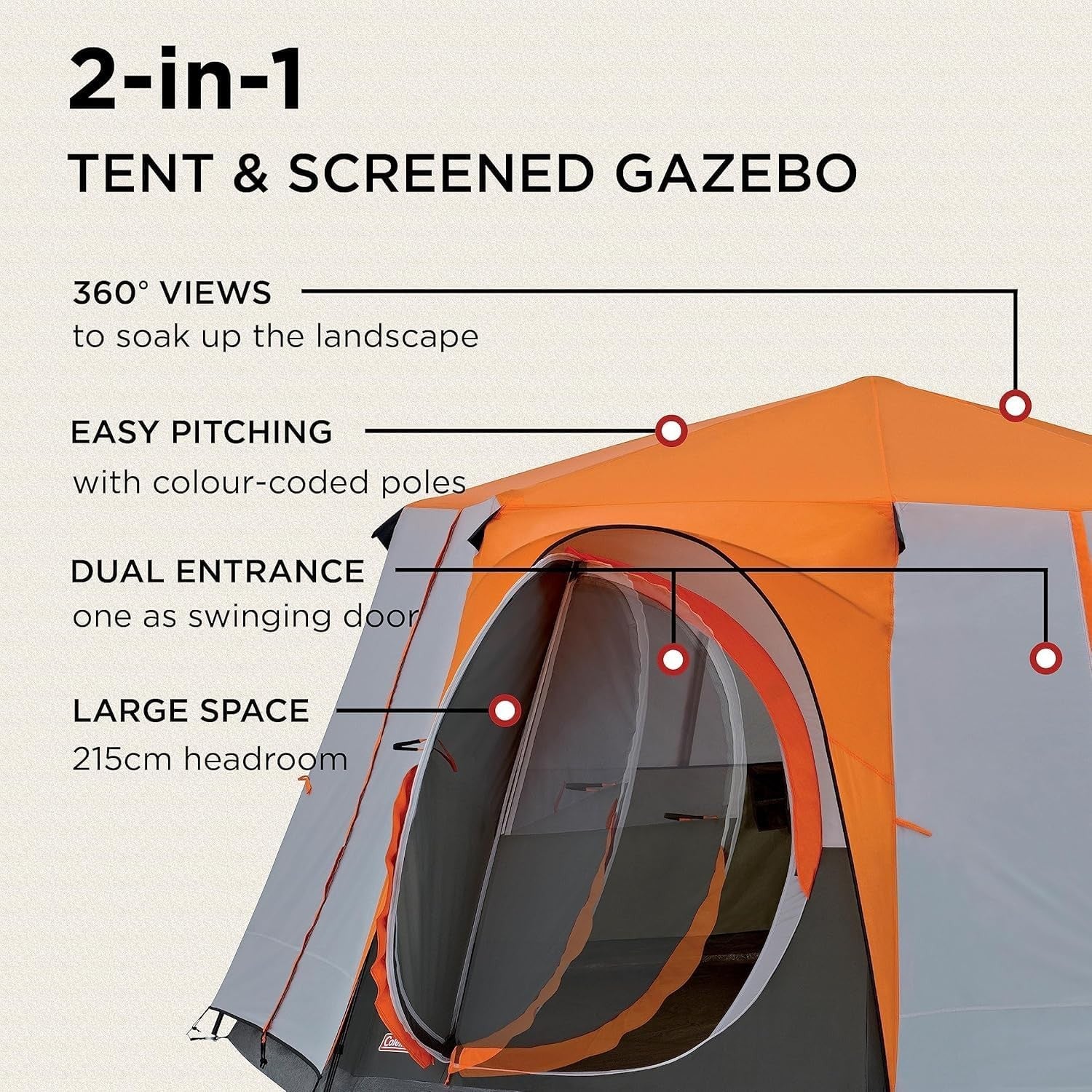 6-Person Coleman Dome Tent – Waterproof Family Festival Tent