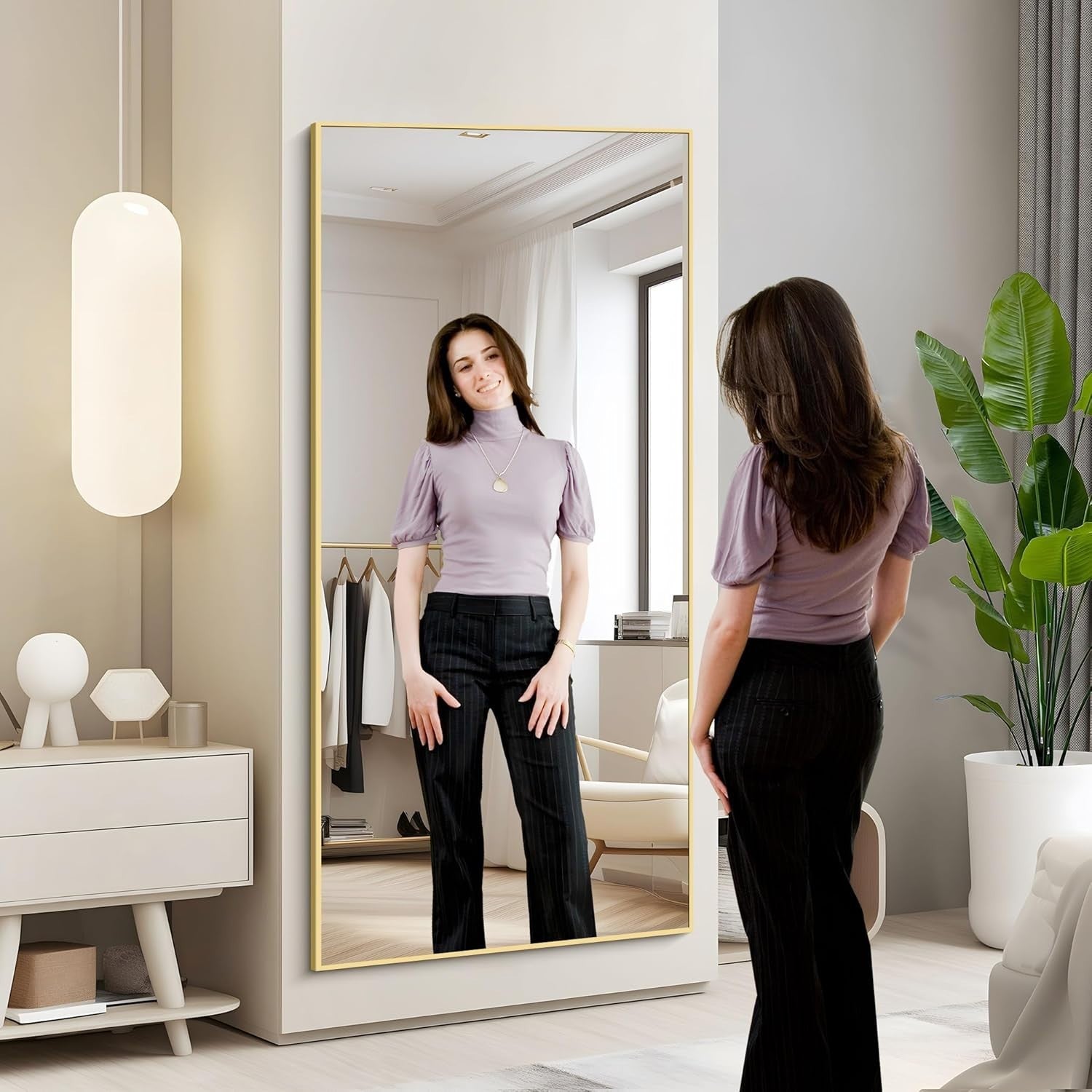 Large Gold Full Body Mirror 192x85cm Freestanding Wall Mount Bedroom