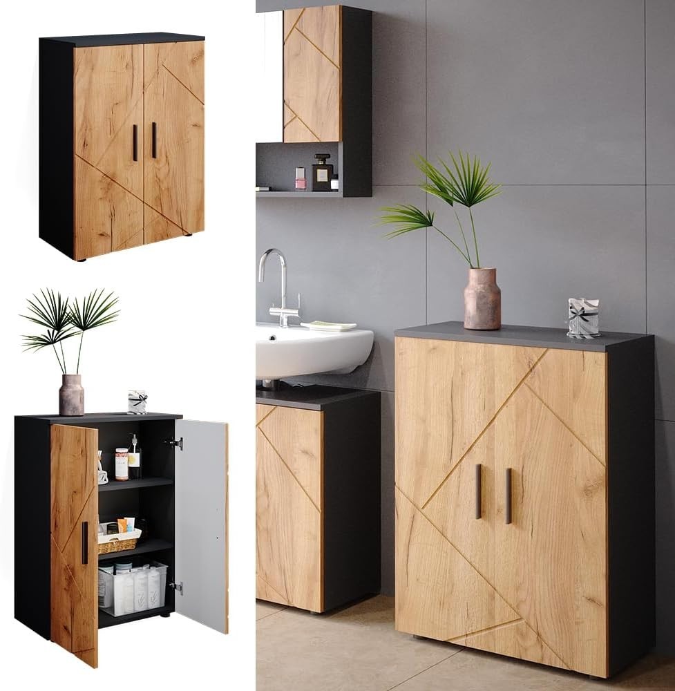 Space-Saving 2-Door Bathroom Storage Cabinet with Durable Melamine Finish