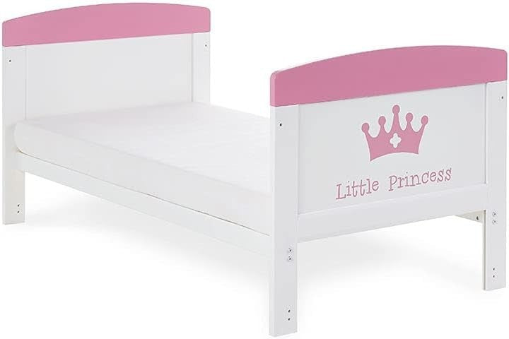 Convertible Cot Bed with Adjustable Height Toddler Bed 140x70cm White Pink
