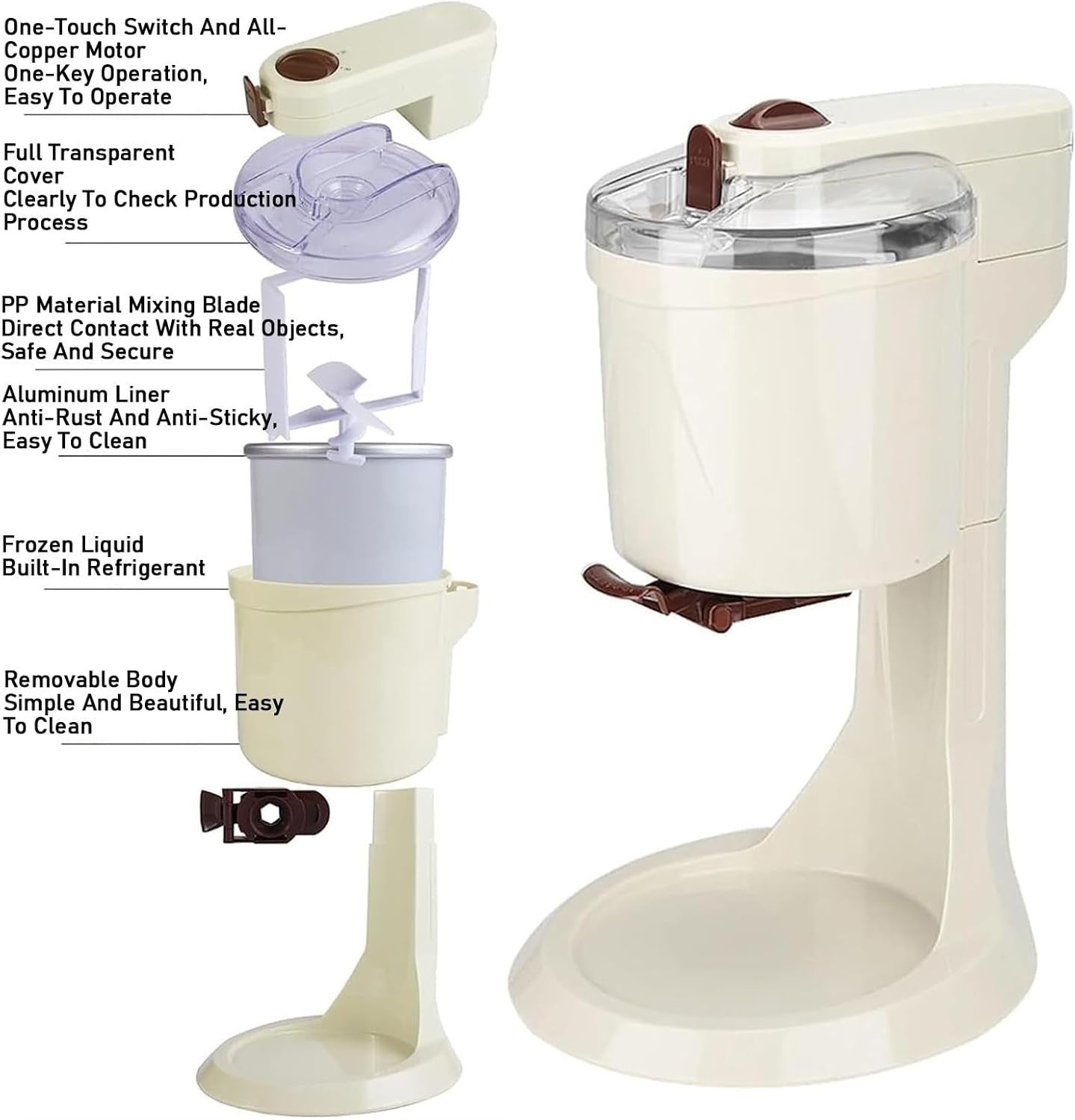 2L Electric Ice Cream Maker Machine Fast Churn Easy Clean Home Desserts