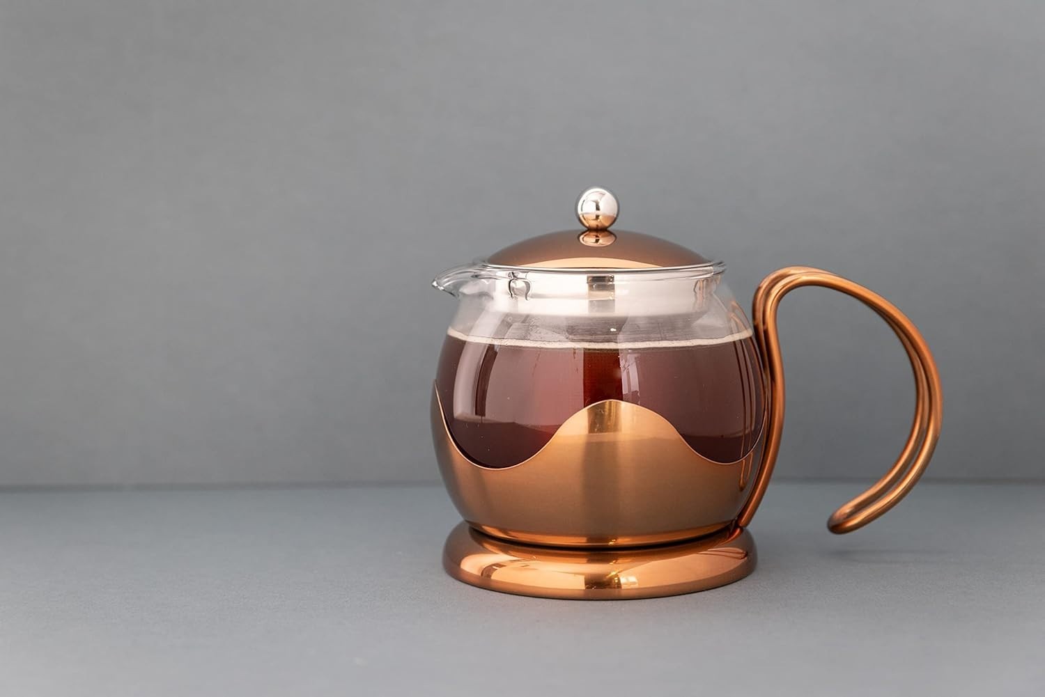 Glass Teapot 1.2L Loose Leaf Tea Pot Infuser Copper Borosilicate