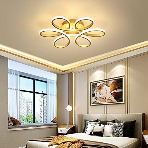 Warmiehomy 65W Modern LED Ceiling Light, Dimmable Lamp with Remote – Gold