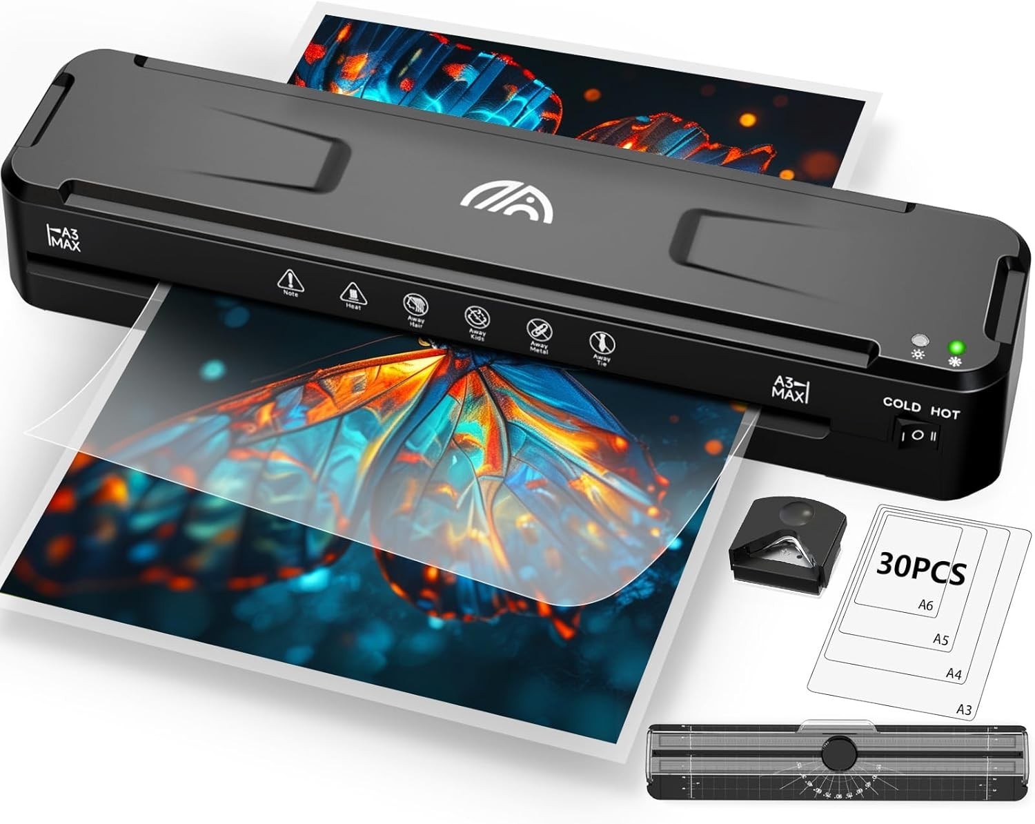 A3 Laminator Machine Hot Cold Fast Warm Up No Jam 11x17 + 30 Sheets
