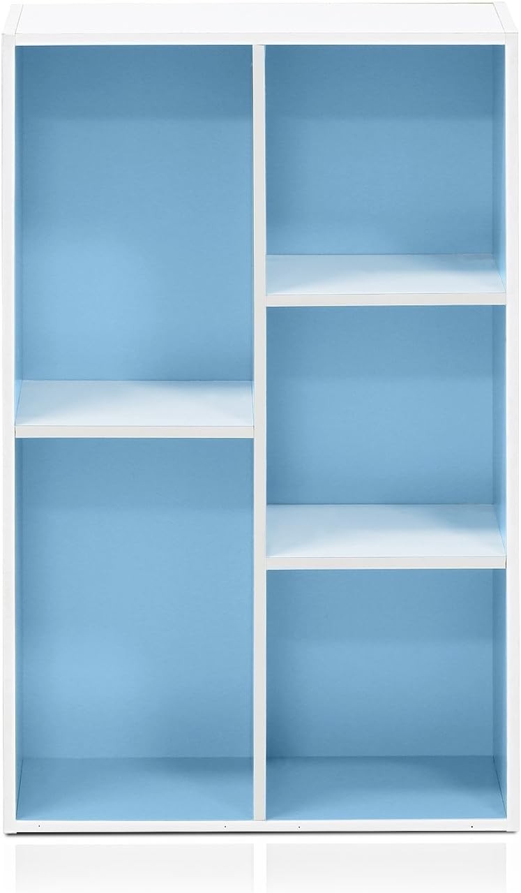 5 Cube Bookcase Storage Open Shelf Compact Organizer Bookshelf Display Blue