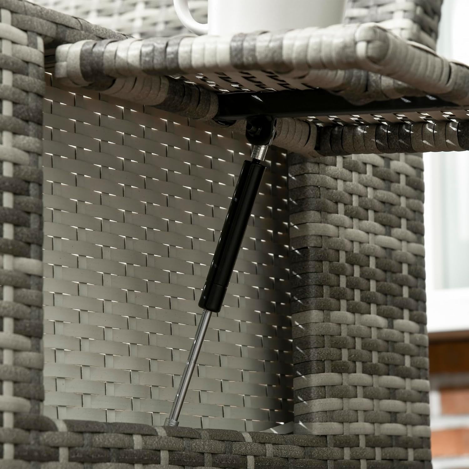 3-in-1 Mixed Grey Rattan Outdoor Daybed with Adjustable Back & Ottoman
