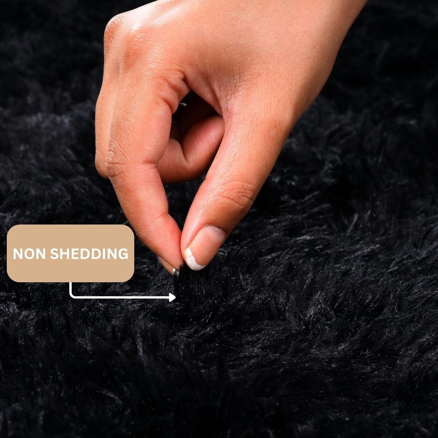Large Shaggy Rug 200x290cm Black Soft Fluffy Thick Pile Non Slip Living Room