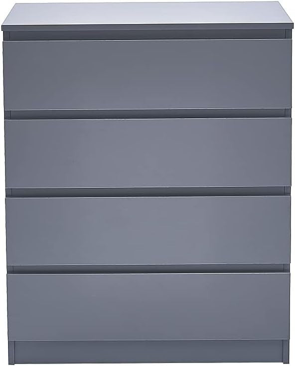Grey 4 Drawer Chest Modern Bedroom Storage Unit Cabinet with Metal Runners