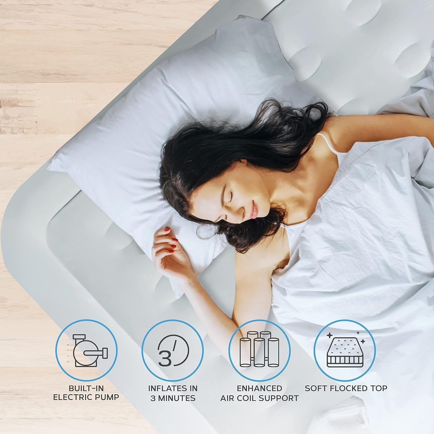 King Size Electric Air Bed with 2 Inflatable Pillows – Quick Inflate, Outdoor &
