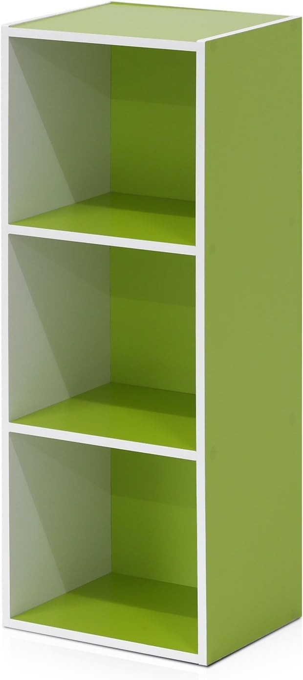 3 Cube Wooden Bookcase Small Storage Shelf Compact Organizer Bookshelf Green