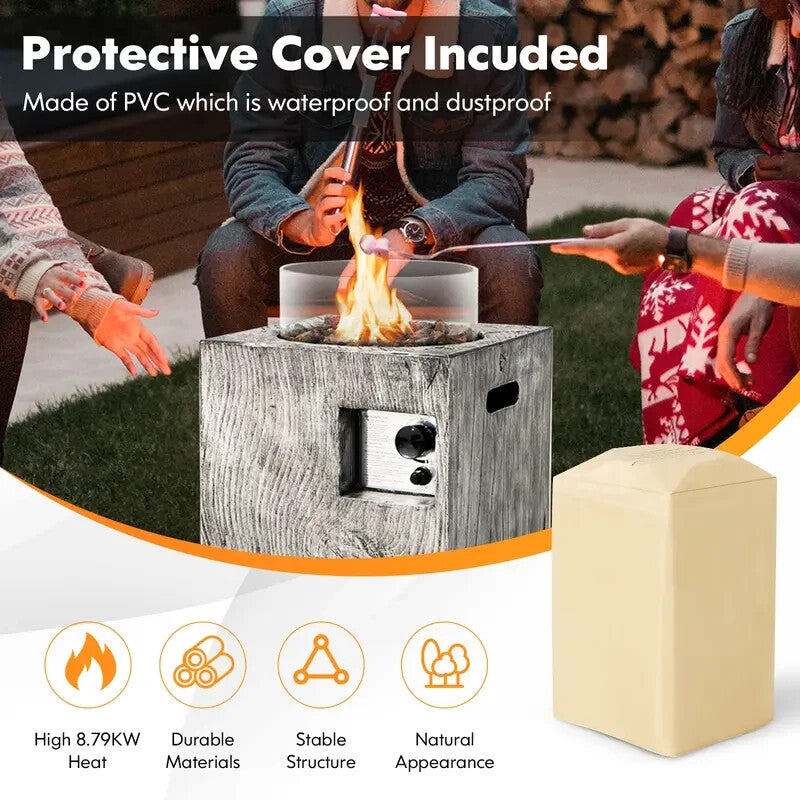 Outdoor Propane Gas Fire Pit Table 8.79kW w/ Cover Lava Rocks & Glass Shield